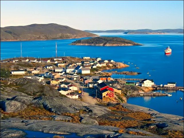 Coastal Community of Hopedale in Labrador on a sunny day
