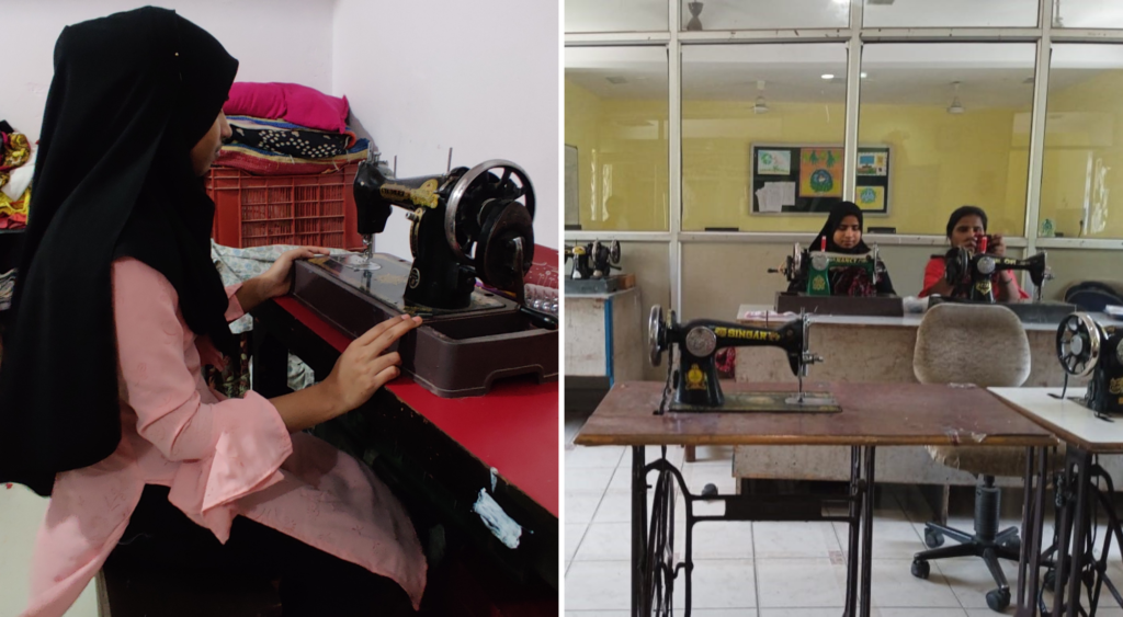 Young girl in Delhi takes sewing classes